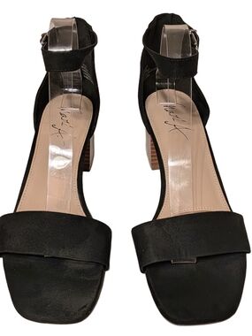 Mari A Maariah Black Ankle Strap Block Heel Sandals Womens Size 9.5M